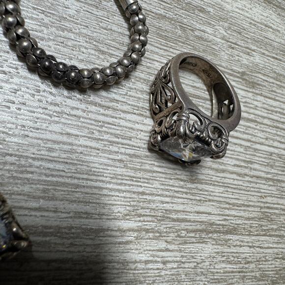 Vintage Silpada 925 Sterling Silver Necklace Uptown Pendant Ring Earrings Set - Picture 9 of 11